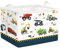Clastyle Cartoon Bau LKW Jungen Würfel Aufbewahrungskorb für Babyzimmer Bagger Bulldozer Blau Wasserdicht Rechteckig Stoff Regalkörbe Kleidung Spielzeug Kinder Aufbewahrungsbox, 40x30x30 cm