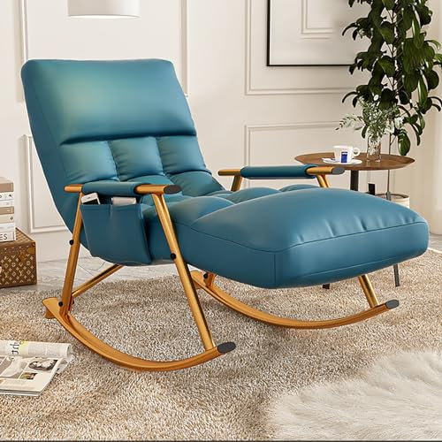 Fauteuil De Relaxation Confortable avec Repose-Pied Réglable sur 6 Hauteurs - À Bascule, Facile à Nettoyer, Cadre en Métal - Pour Salon, Chambre (Col