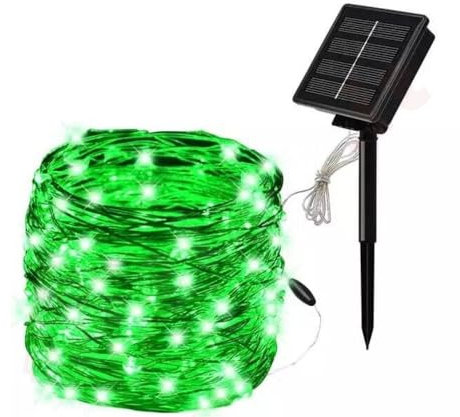 Tubo Natalizio Led ad Energia Solare 22Mt, Luci Luminose di Natale da Esterno, Corda IP65 8 Modalità per Giardini, Decorazioni Natalizie, Feste, Pannello con batteria ricaricabile (Verde, 22)