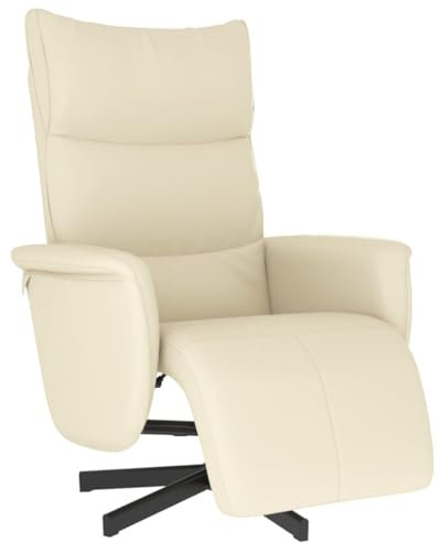 vidaXL Relaxsessel, Drehbar Sessel mit Liegefunktion, Fernsehsessel Verstellbare Rückenlehne Fußteil, Liegesessel Ruhesessel Polstersessel, Creme Kunstleder