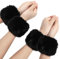 EUPSIIU 2 Paar Fell Pelz Armstulpen, Armstulpen, Handgelenk Handschuhe Frauen, Manschetten Warmers, Winter Handgelenk Wärmer, Kunstfell Fellstulpen, Cuffs Wärmer für Den Winter (Schwarz) (Schwarz)