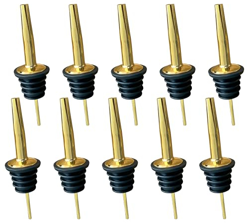 Beccuccio per bottiglie in acciaio inox, per liquori e vino, versatore oro per aceto, bottiglie di olio, accessori da bar, in acciaio inox, dosatore per liquori, 10