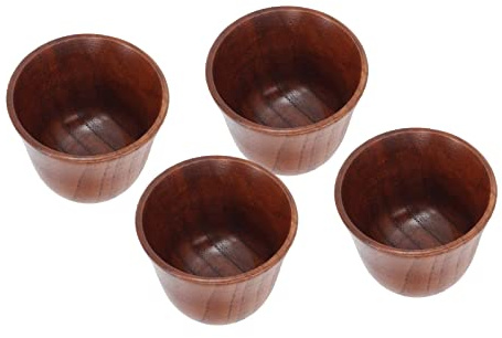 Gsycle 4 Tazze da Tè in Legno, Tazze da Tè in Stile Giapponese da 75 Ml Tazza da Caffè Fatta a Mano Tazza da Vino Tazze D'acqua Resistenti al Calore Per Bere
