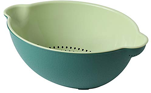 Frefgikty Juego de colador de cocina, colador de pasta de plástico, cuenco de doble capa, cesta de lavado de verduras, A