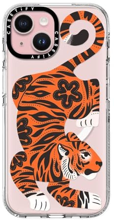 CASETiFY Clear Case for iPhone 15 [Not Yellowing / 6.6ft Drop Protection/Compatible with Magsafe] - Fierce Tiger - Clear
