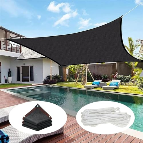 Filet Ombrage 5 x 9 m avec œillets - Coins renforcés - Résistant Aux Déchirures - Voiles d'ombrage pour Patio - Toile Ombrage pour Jardin Extérieur, Pergola, Plantes Patio, Serre, Noir