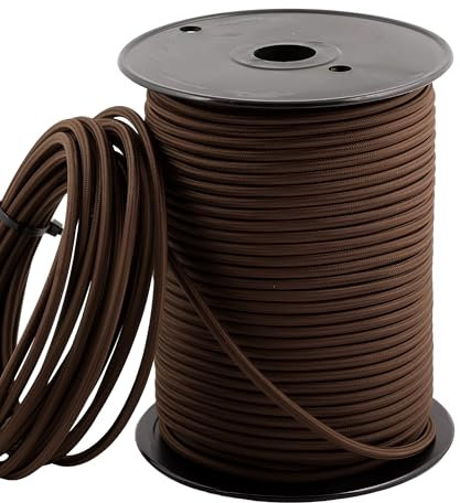 DC VOLTAGE 5m Dark Brown Vintage 3 Core Round Cable Fabric Cloth Covered Electrical Wire, 16.4ft 3 Conductors 18 Gauge Textile Electric Cable Wire Coated in Colored Vintage for Lighting DIY Project