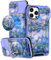 VincitoreModa for iPhone 13 Pro Max Case - [2in1] Cute Girls Women Purple Flower Compatible with MagSafe Ring Stand Design Slide Camera Cover for Apple for iPhone 13 Pro Max Phone Case 6.7