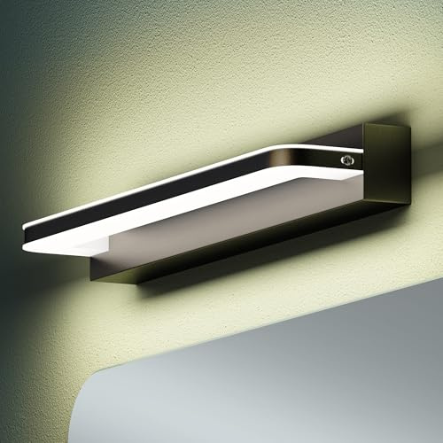 Mai & Mai Lampe Murale Miroir LED 4000K pour Salle de Bain Noir 40cm | Lumière Miroir Moderne, Éclairage Intérieur, IRC > 80, Puissance 9W, Étanche et Antirouille, Desgin SparkLuxe