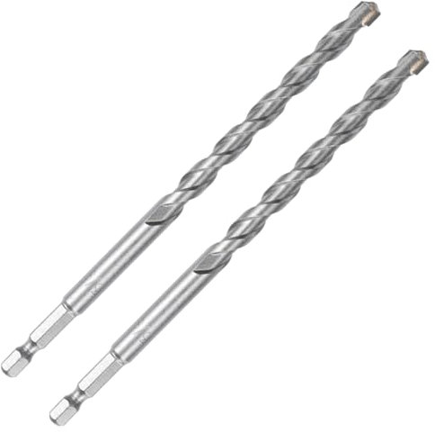3/8 Inch Masonry Drill Bits (2 Pack - 6 Length Industrial Grade) Carbide Tipped Easily Cuts Through Concrete, Cement, Block, Stone, & More!