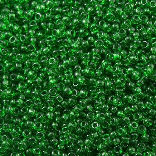 10 g TOHO Round Seed Beads Rocailles, Size 11/0, Transparent Grass Green (# 7B), Japan, Glass