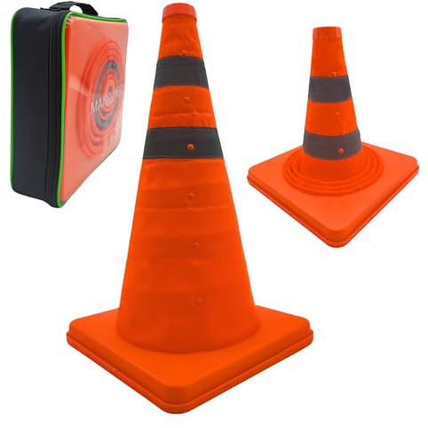 2x18 Zoll (45cm) Pylonen Faltbar Leitkegel Verkehrskegel Reflektierender Sicherheitskegel Pop-Up Warnkegel Orange