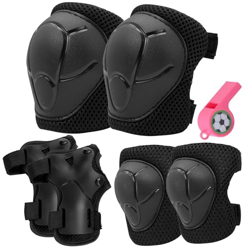ZEKUN Protection Velo Enfant 3 ans Genouillères pour Enfants Ensemble de Protection pour Patins à Roulettes pour Enfants Coudières et Protège-Poignets-pour de 3 À 12 ans au Patinage en Plein (Noir)