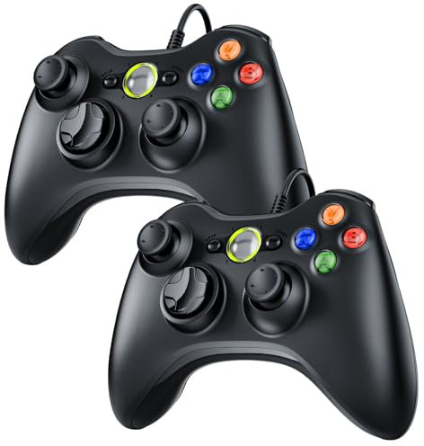 Zexrow Controller für Xbox 360 – 2er Kabelgebundener Gamepad mit USB-Kabel, Vibrationsfeedback & Präzisen Analogsticks – Kompatibel mit PC/Windows 11/10/8/7/XP, Sofortige Plug-and-Play-Funktion
