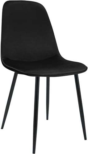CLP Esszimmerstuhl gepolstert Maryam, Küchenstuhl mit Rückenlehne und schwarzem Metallgestell, bis 150 kg belastbar, Farbe:schwarz, Material:Samt