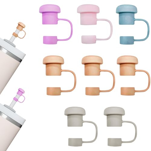 8pcs Silicone Straw Cap for Stanley Cup 20&40oz, 10mm Dust-Proof Silicone Straw Toppers, Dust-Proof and Leak-Proof Reusable Straws Cover Tips, Eine Vielzahl von Farbkombinationen, Rundheit
