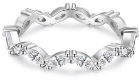 Ayoiow Full Eternity Band Weißgold Ring Ehering für Damen mit Moissanit, Weißgold Ring 750, 18 Karat Größe 56 (17.8)