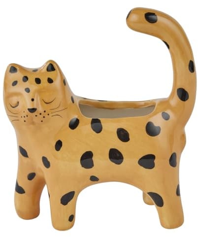 BUTLERS Blumenvase 6x14x16 cm Steingut Dekovase - Little Leo - | Hellbraun - Tier-Vase für kleine Gräser - Dekoration für Sideboard & Flur - Tischvase für Esstisch & Tischdeko