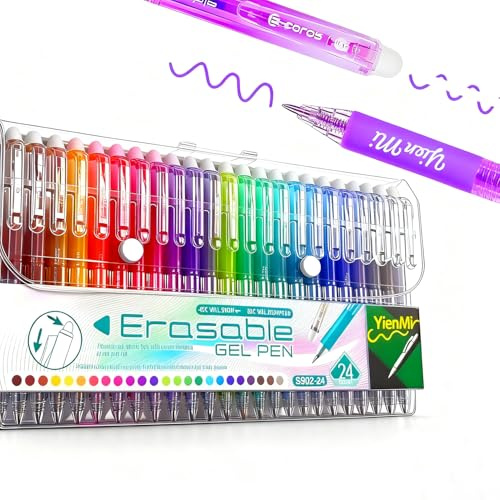Radierbare Gelstifte Set, 24 Farben – Ideal für Malen, Schreiben & Planen. Die besondere Tinte macht Fehler mühelos verschwinden. Perfekt für kreatives Gestalten, Bullet Journal & Schule RGS24A