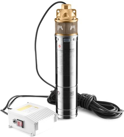TIGMIG Pompa Sommersa Per Pozzi 750 W, 40m, Portata Max 2700 litri/h, Acciaio Inox 304, Protezione IP68, Pompa Immersione Sommergibile, Pozzi Profondi, Terreni Agricoli, Irrigazione, Drenaggio Cantine
