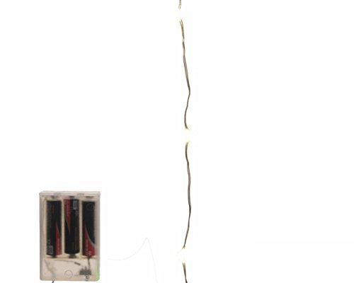 Kaemingk Batterie Micro LED Licht mit Silberdraht Wasserfest, 1 m, 20 Lichter, warmweiße Dioden 482383