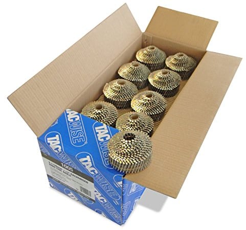 Tacwise 1005 Clavos en Bobina Cónica Galvanizados Tipo 2,1/38, Punta Diamante, Vástago Anillado, Inclinados 16°, Bobinados con Alambre, Paquete de 14.400, Metalizado, 2.1/38 mm, Set de 14400 Piezas
