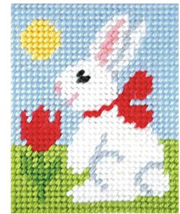 Orchidea Stickpackung für Kinder halber Kreuzstich Hase mit Schleife 9703