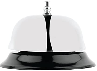 Bolero Metal Reception Desk Call Bell, 70 x 100mm, Small | Produces a clear tone to instantly alert staff, with a polished finish that keeps front counters looking professional.