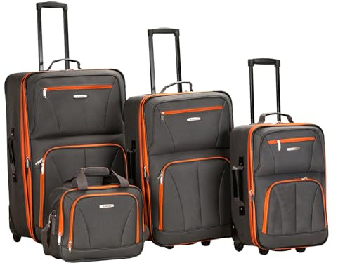 Rockland Equipaje Journey Softside Set Vertical, Gris Oscuro, Talla única, Juego de Equipaje de 4 Piezas