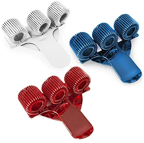 Dreifach-Stifthalter mit Taschen-Clip, Metall – Ideal für ärzte / Krankenschwestern / Piloten – [3 Stück] – Rot, Weiß und Blau