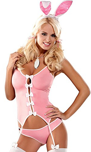 Obsessive Damen Traje De Conejito 4 Piezas Body, Pink (Rosa 005), 34 (Herstellergröße: 36)