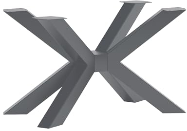CM Furniture Pied de Table Basse Metal Anthracite Unique Design Mikado Spider Ariagnee Forme Pietement en Double Croix Table Basse Industrielle en Fer - 43 cm Hauteur Basse Table Basse Salon Le Café