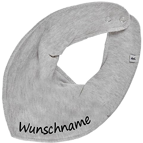 HALSTUCH mit Namen oder Text personalisiert für Baby oder Kind aus Baumwolle in Einheitsgröße grau