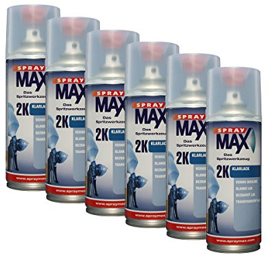 6X Kwasny SprayMax 2K Klarlack Härter Sprühdose Spray 400ml 680061