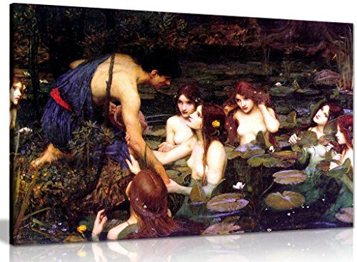 Kunstdruck auf Leinwand, Motiv: Hylas und die Nymphen, John William Waterhouse, 76,2 x 50,8 cm