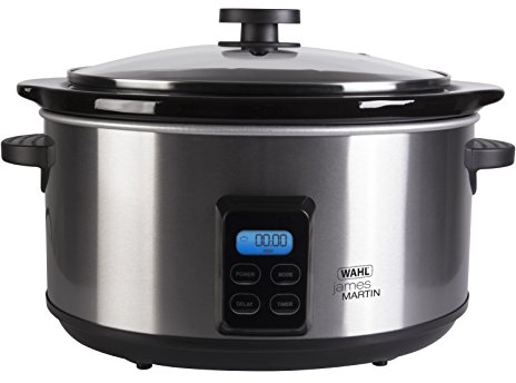 Wahl James Martin Digital Slow Cooker, 4.7L Ceramic Pot (Feeds up to 5 People), Programmable, LCD Digital Timer, 2 Heat Settings, Glass Lid, Brushed Stainless Steel, 6.42KG