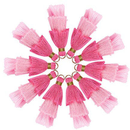 NBEADS Ciondoli in Nappa Poliestere Rosa 20 Pezzo, Nappe A Tre Strati con Anello di Salto in Oro per I Progetti Fai da Te, Creazione di Gioielli, Decorazione, Segnalibri