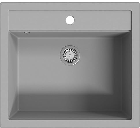 vidaXL Fregadero Cocina 1 Seno Gris Granito Fregadero Lavabo Caño Lavaplatos