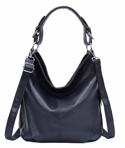 OBC Damen Tasche Shopper Hobo-Bag Henkeltasche Schultertasche Umhängetasche Handtasche Crossover CrossBag Damentasche Reisetasche Beuteltasche (Dunkelblau.)