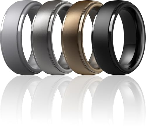ThunderFit 1-7 Silicone Rubber Wedding Rings 10mm Wide and 0.3cm Thick | 2.5mm Thick, Available in 1, 4 & 7 Packs, Comfortable Fit, Durable & Flexible Silicone, Safe for Gym & Work