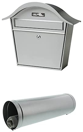 Burg-Wächter Briefkasten, A5 Einwurf-Format, Verzinkt, Stahlblech, Silber + Zeitungsrolle, Briefkastenergänzung, Silber News 5800 Si Zeitungsrolle, Briefkastenergänzung, Stahl silberfärbig