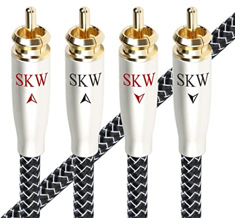 SKW High-end Cable de Audio 2RCA, Conductor interior de cobre/plata Cable doble de interconexión/Cable 2RCA a 2RCA Cable Cinch para CD, amplificador, decodificador - 1M