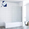 AQUABATOS® 100 x 140 cm Duschtrennwand für Badewanne Badewannenfaltwand Badewannenaufsatz Hebe-senkmechanismus faltbar Duschwand Glas aus 5 mm Einscheiben Sicherheitsglas Echtglas Nano Beschichtung