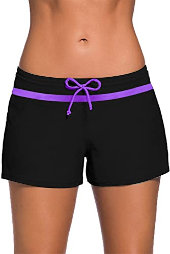 Badeshorts Damen Wassersport Boardshorts, Basisch Badehose Damen Sommer UV Schutz Kurze Hose Schnell Trocknend Schwimmshorts Schwimmhose Bikini Unterteil (S-XXXL)