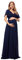 Ever-Pretty Robe De Soirée Style Long Manches Volantées Col en V Jupe Trapèze Robe Femme Chic Et Elegant Bleu Marine 40