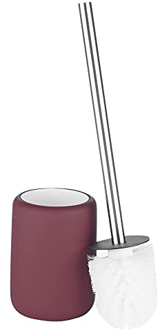 URBNLIVING 3pcs Ceramic Matt Colour Matching Bathroom Dispenser Tumbler Toilet Brush Set (Purple, Toilet Brush)