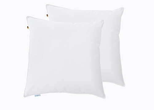 Regina Home Kopfkissen Doppelpack 80x80 cm - Fest - Ergonomisches Nackenkissen mit 85% Federn & 15% Daunen - Waschbar & Allergiker Geeignet - 100% Baumwolle