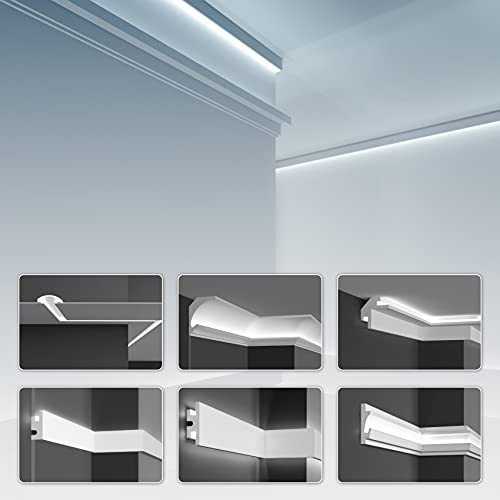 LED Einbauprofil aus Styropor mit Hartbeschichtung, Trockenbau Stuckleisten (1.15 Meter KD202) Stuckprofil Deckenprofil Wandleisten Stuck Lichtprofil
