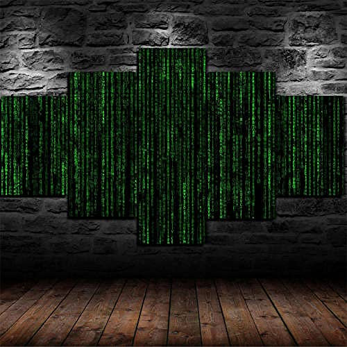 Multi Panel Wall Art 5 Piece Print On Canvas Pictures Digital Stream Background Canvas Prints Image Hd Poster Ready To Hang Wooden Framed 125X60Cm