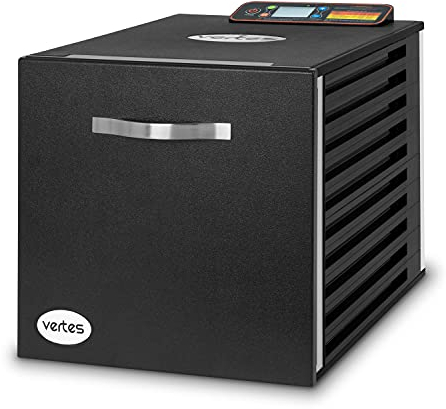 VERTES Deshidratador alimentario eléctrico con ordenador, 10 estantes y 750W, temperatura 28-68°C, control táctil, temporizador de hora y minutos, 10 rejillas de secado, sin BPA, profesional